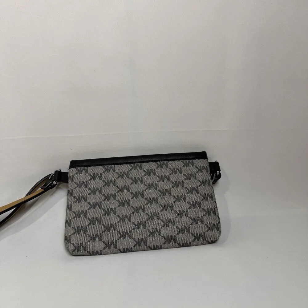 MICHAEL KORS MK Logo Fanny Pack Belt Bag 551749C Gray Black Sz M NWOT